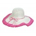 Straw Big Rim Hats - Paper Straw w/ Fringe Trim - Hot Pink - HT-ST299HPK